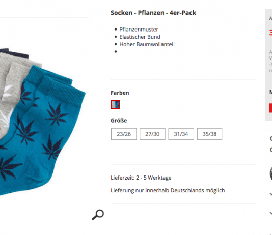 Kik verkauft Socken mit Cannabis-Muster