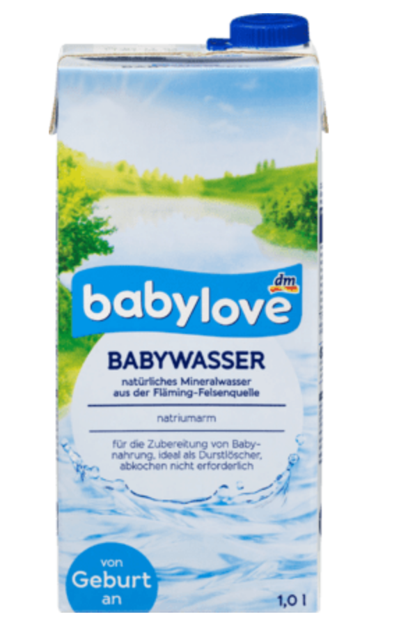 Babywasser der Marke Babylove von "dm" Echte Mamas