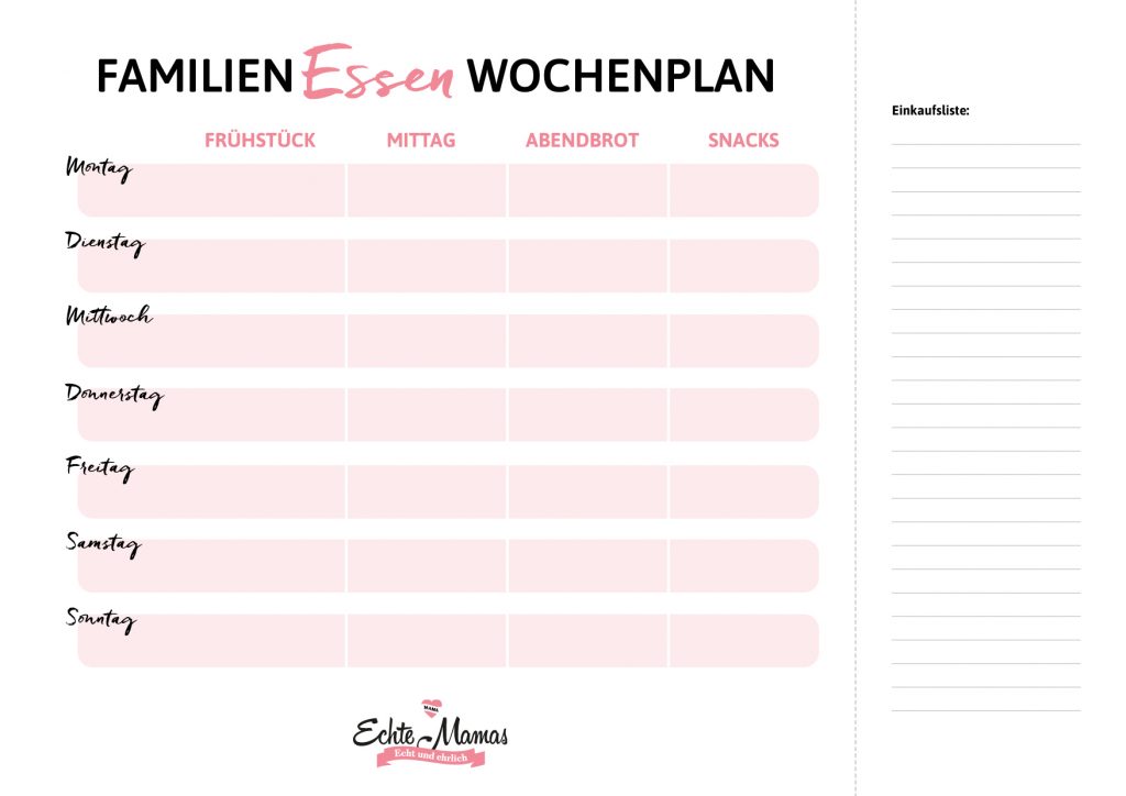 Mit diesem simplen Wochenplan essen Kinder gesund & lecker