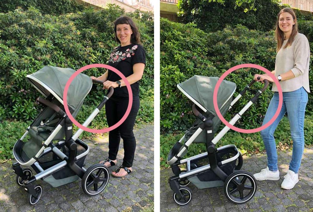 Die Lenkerhöhe des Day+ passt sich kleinen und großen Mamas an.