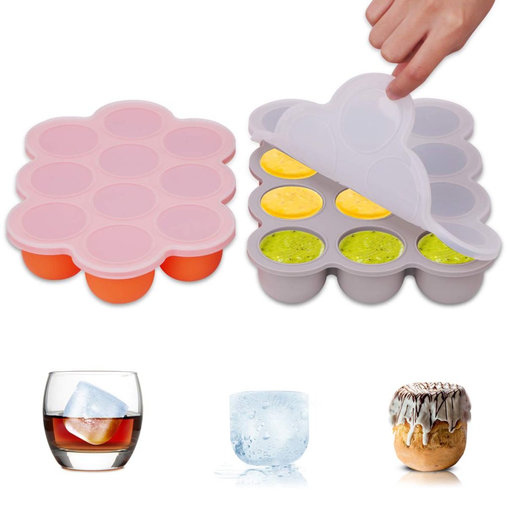 HI NATURE Babybrei Einfrierbehälter Set - 100% BPA-freies Silikon Mit 4 Löffeln