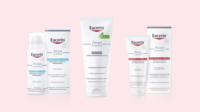 Hier findest du weitere Pflegeprodukte der Eucerin AtopiControl Serie.