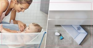 Faltbare Babybadewannen sind super für kleine Duschbäder.
