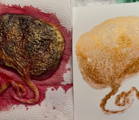Inken Arzten formt Kunstwerke aus Plazenta und Nabelschnur. Foto: Inken Arzten