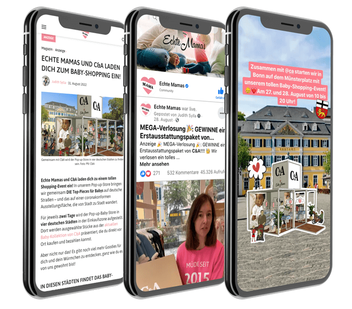 <p>„Mit dem C&A Pop Up Store haben wir jungen Mamas gezeigt, dass eine nachhaltigere, qualitativ hochwertige Baby- und Kinderkollektion gleichzeitig modern und stylisch sein kann. Wir arbeiten seit einigen Jahren erfolgreich in unterschiedlichen digitalen wie klassischen Kommunikationsprojekten zusammen.“<br />
<strong>Michael de Witt, Leader Omni Marketing, C&A Germany</strong></p>
