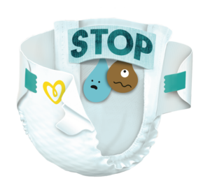 So sieht das innovative Stop & Schutz Täschchen in der neuen Baby-Dry Windel aus. 