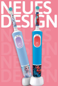 Die beiden Oral-B Vitality PRO KIDS elektrischen Zahnbürsten „Frozen“ und „Spiderman“ gibt es ab jetzt im neuen Design.