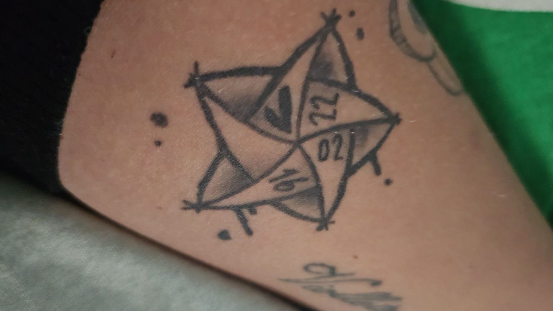 Tattoo für einen Sternenkind: Schöner Stern mit dem Geburtsdatum.