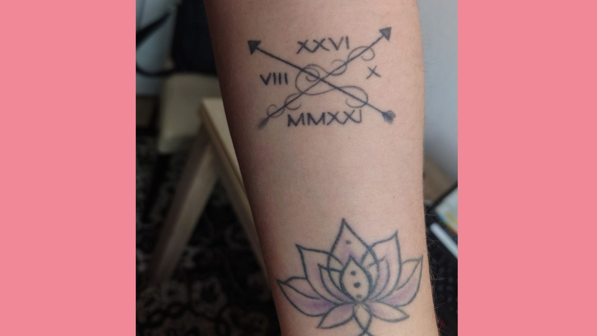 Ein Sternenkind-Tattoo mit römischen Zahlen.