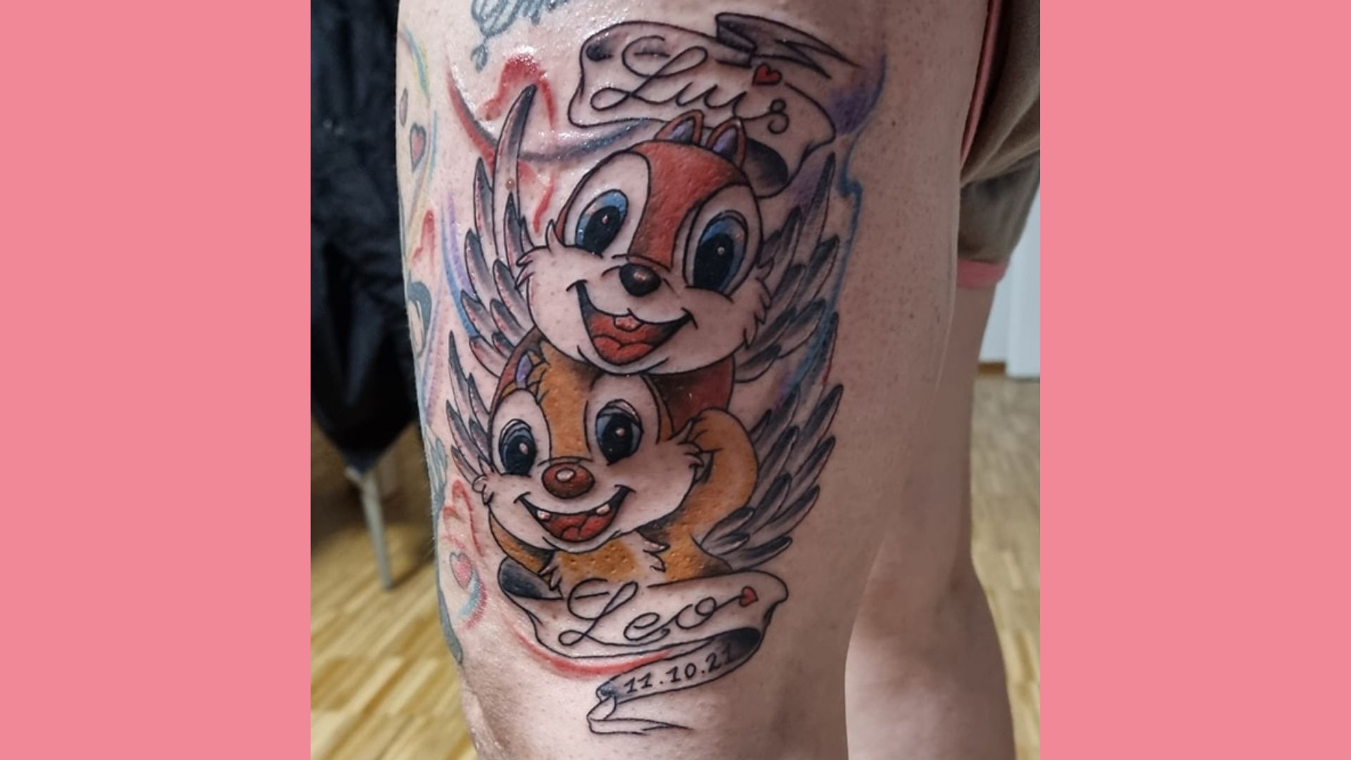 Sternenkinder-Tattoos aus der Echte Mamas Community: Chip und Chap mit Engelsflügeln.