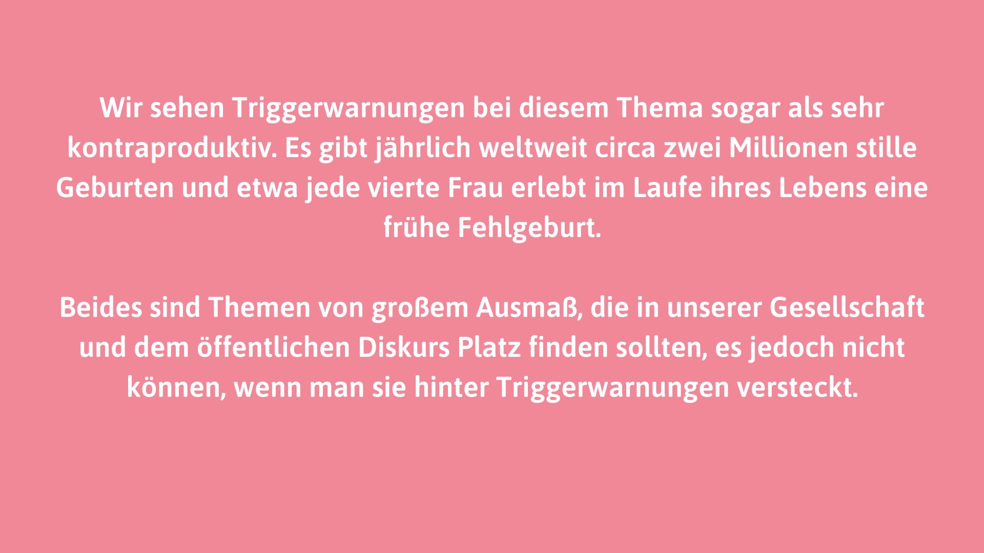 Claudia und Robert von "Freiheit im Gepäck" erklären, warum sie auf eine Triggerwarnung beim Thema Fehlgeburt verzichten.