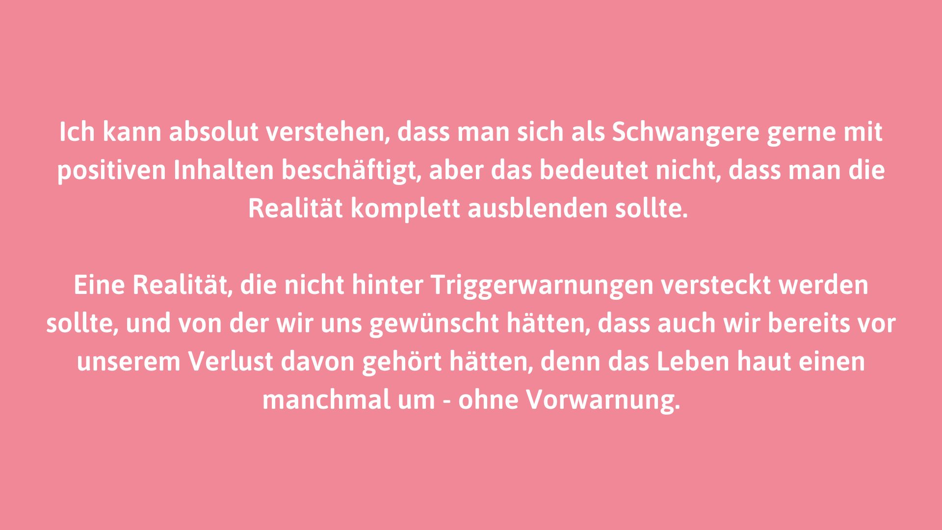 Claudia und Robert von "Freiheit im Gepäck" erklären, warum sie auf eine Triggerwarnung beim Thema Fehlgeburt verzichten.